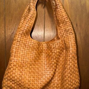 Woven Genuine Leather Hobo Bag